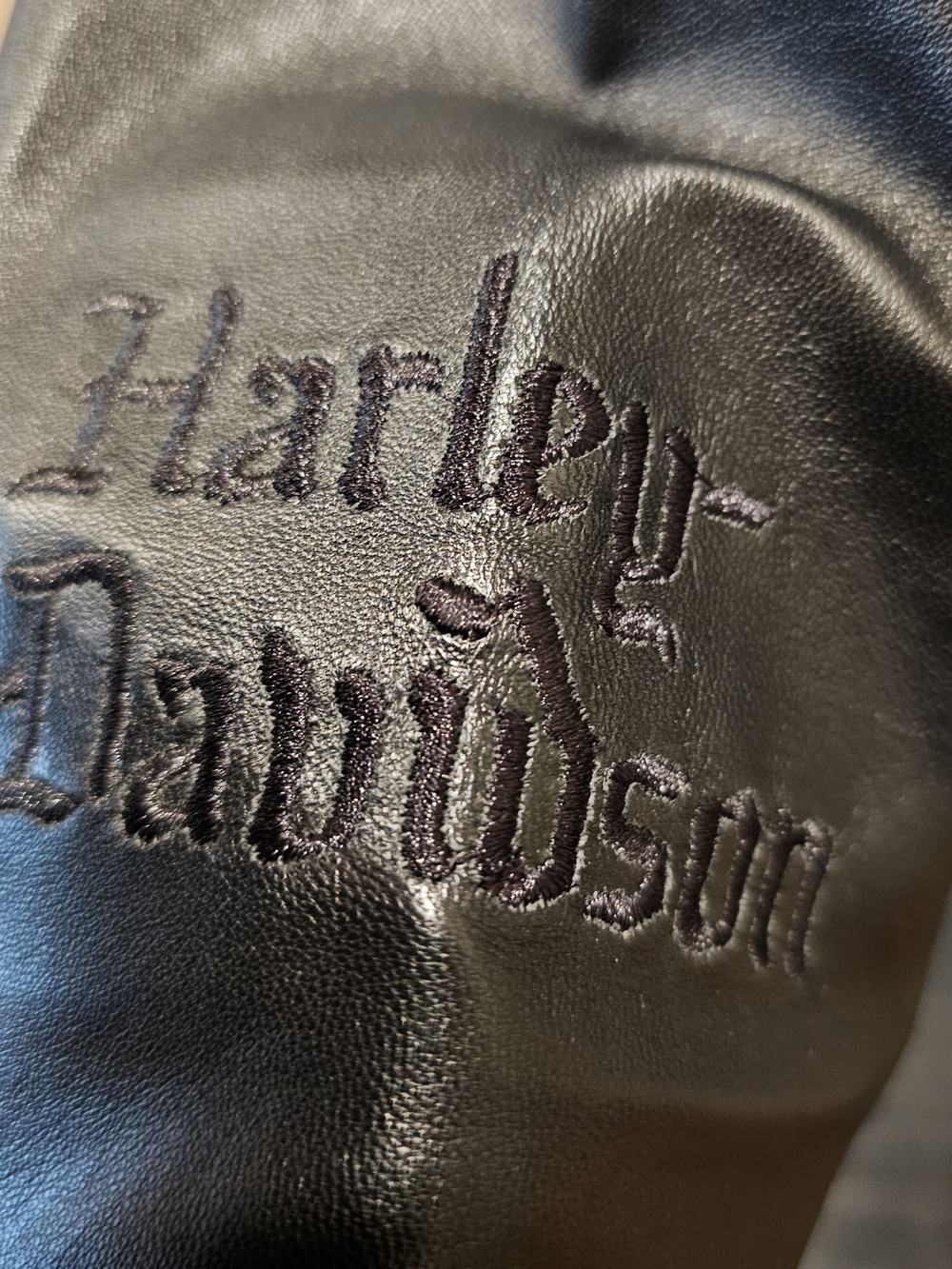 Harley-Davidson Black Leather 100% Silk Lining With Crystal Back Logo - Picture 5 of 11